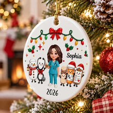 Load image into Gallery viewer, Personalized Ceramic Ornament Nurse Gift with Custom Name for Christmas