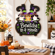 Load image into Gallery viewer, Personalized Wooden Halloween Sign Cute Cat Decor Gift Idea
