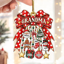 Load image into Gallery viewer, Personalized Acrylic Christmas Ornament Gift for Grandma with Red Bow