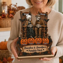 Load image into Gallery viewer, Personalized Skeleton Couple Wooden Plaque Gift for Family Halloween Decor