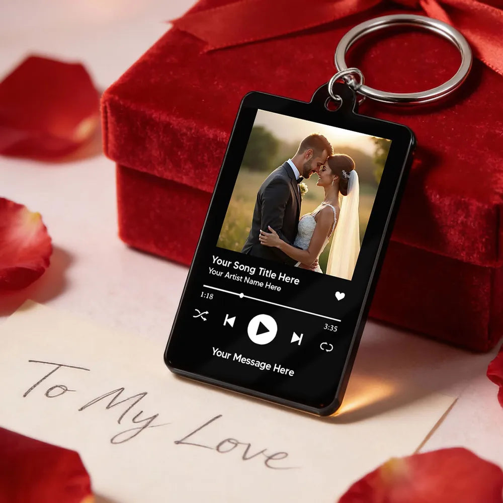 Custom Music Plaque Keychain for Couples with QR Code - Wedding Gift Keychain MagicInPrints