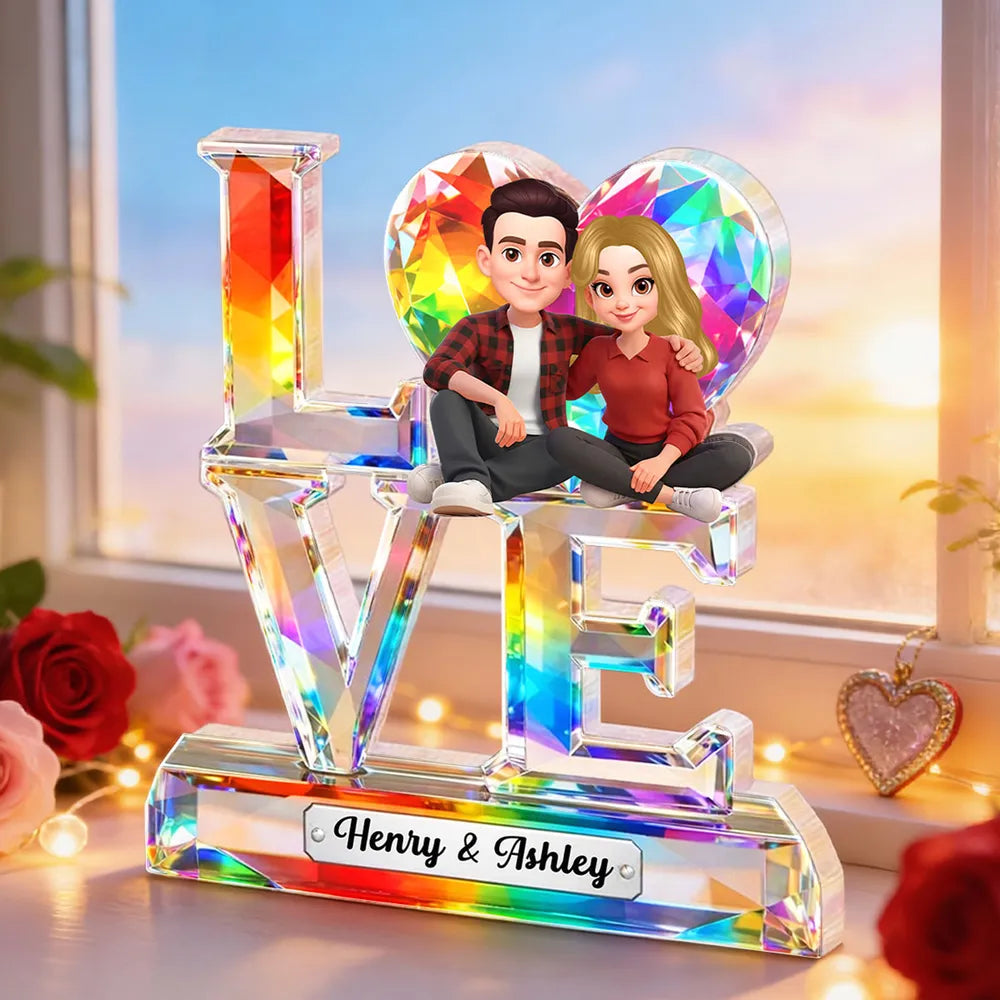 Custom Crystal Love Figurine for Couples with Personalized Names - Romantic Gift Plaque MagicInPrints