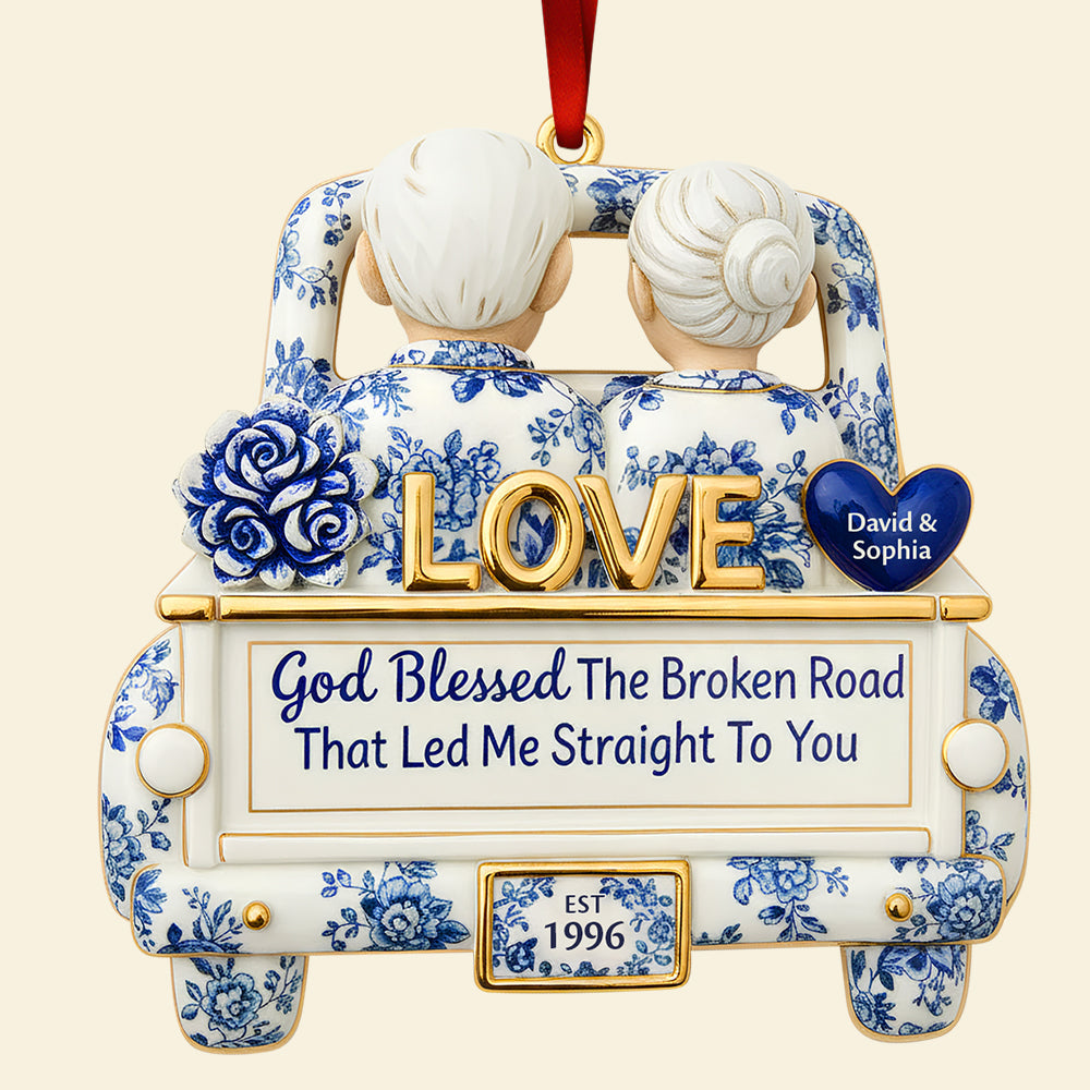 God Blessed The Broken Road - Eternal Journey of Love Christmas Ornament - Personalized Gift for Couples Ornament MagicInPrints
