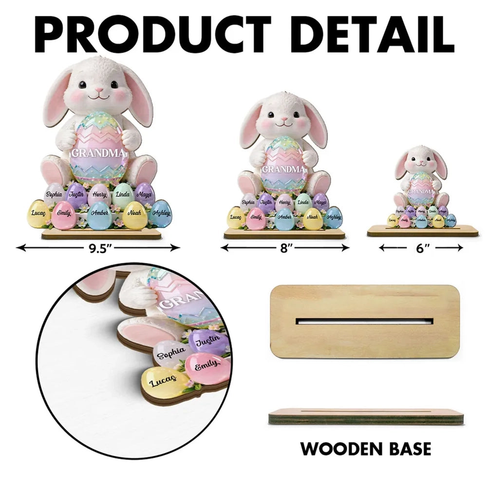 Personalized Easter Bunny Figurine for Grandma - Family Names Display Plaque MagicInPrints