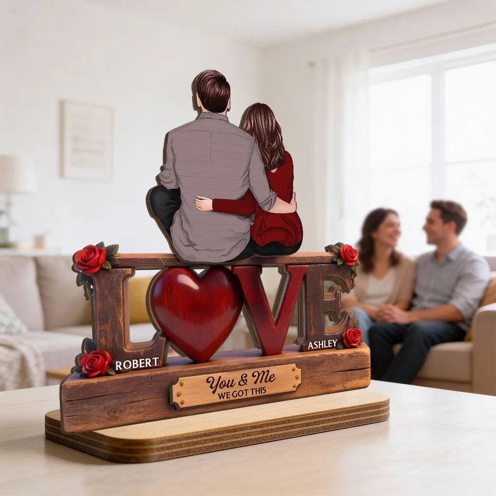 Personalized Couple Wooden Sculpture for Lovers - Romantic Gift Plaque MagicInPrints