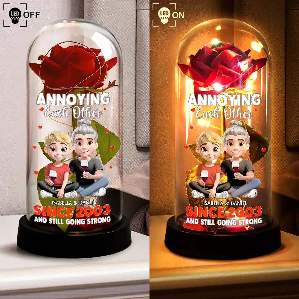 Personalized LED Rose Dome for Couples - Anniversary Gift with Custom Names Lamp MagicInPrints