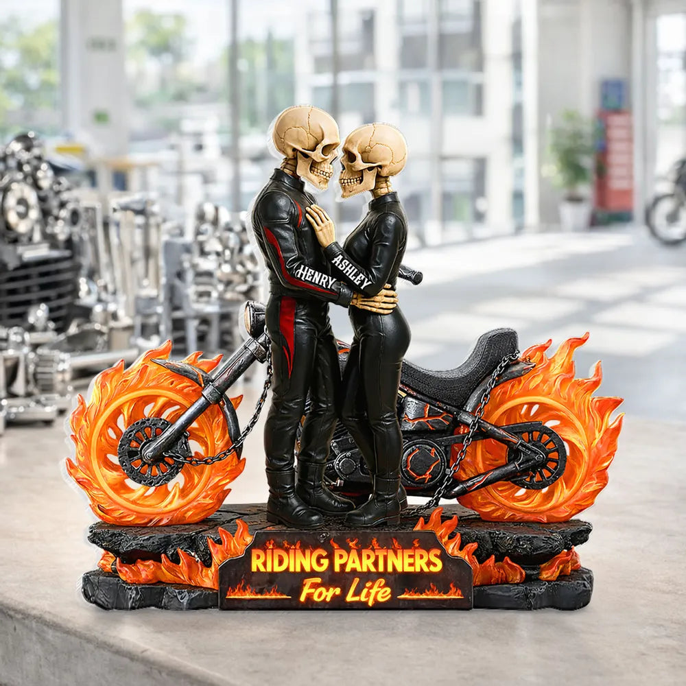 Personalized Skeleton Couple Figurine for Bikers - Romantic Gift Plaque MagicInPrints