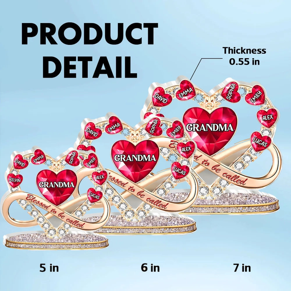 Personalized Heart-Shaped Crystal Ornament for Grandma - Sentimental Gift for Family Celebration Plaque MagicInPrints