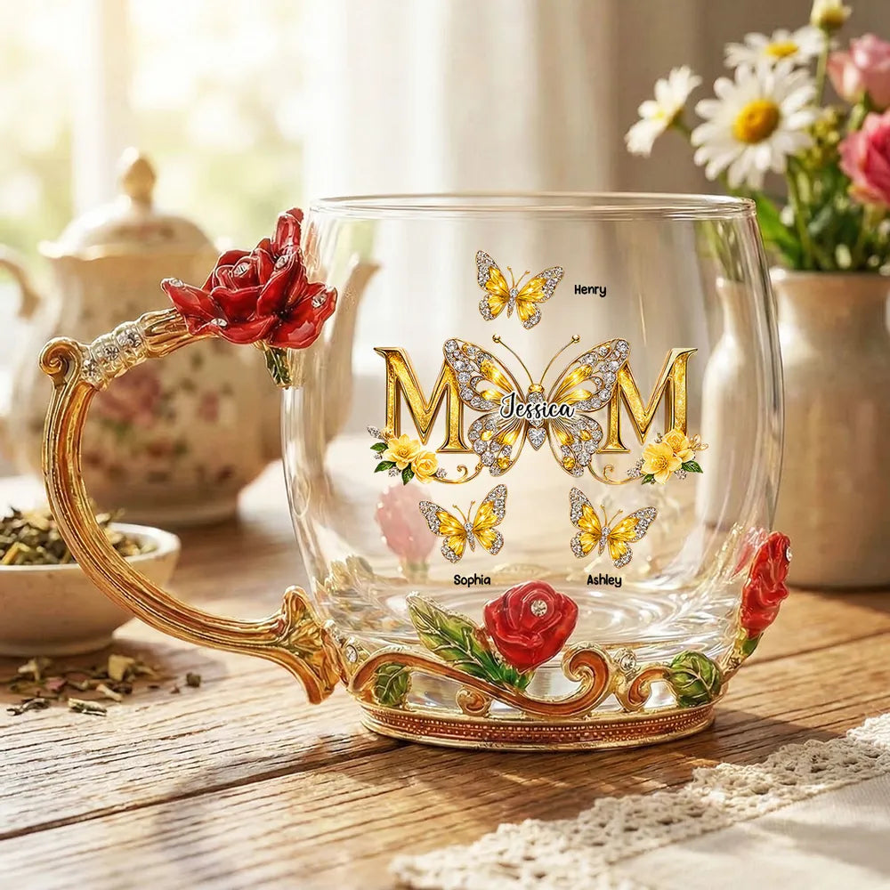 Personalized Glass Tea Mug for Mom with Floral Design - Mother's Day Gift Cup MagicInPrints
