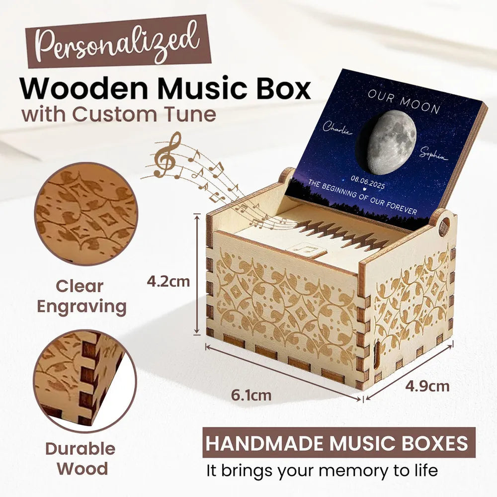 Personalized Moon Phase Music Box for Couples - Anniversary Gift Plaque MagicInPrints