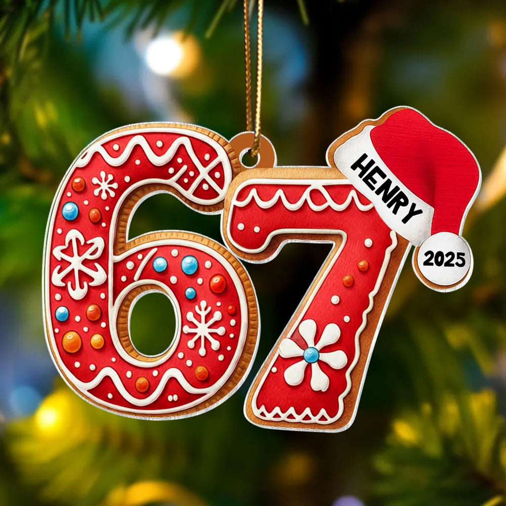 Personalized Christmas Ornament for Kids - Festive Gingerbread Design with Custom Name and Year Ornament MagicInPrints