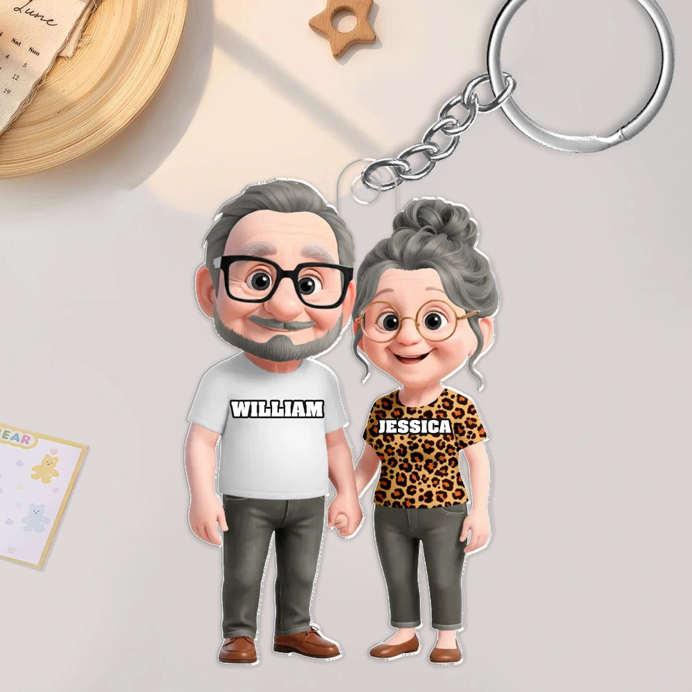 Personalized Couple Car Ornament for Grandparents - Cute Rearview Mirror Decoration Car Hanger MagicInPrints