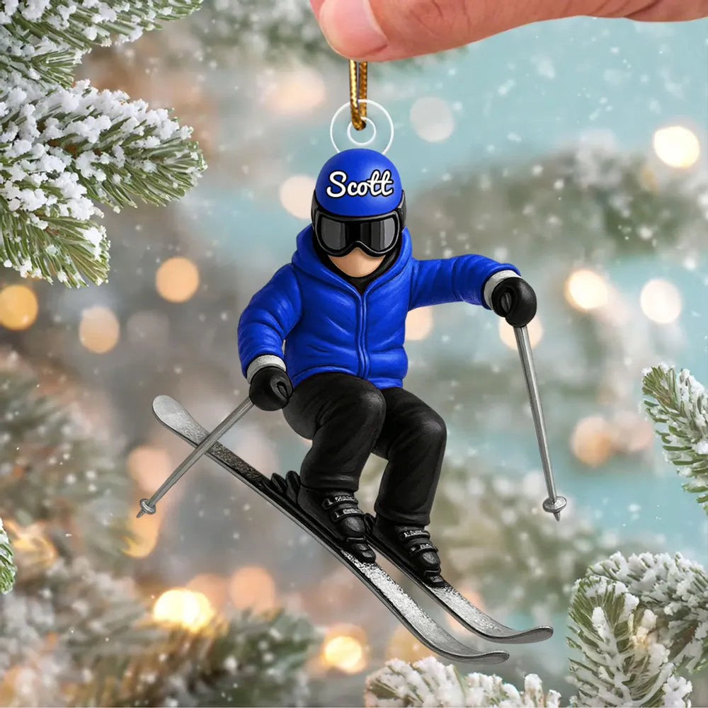 Personalized Skiing Ornament for Winter Sports Enthusiasts - Holiday Decor Ornament MagicInPrints