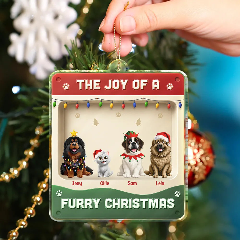 Celebrate the Furry Joy – Personalized Acrylic Ornament – Gift for Pet Lovers Acrylic Ornament MagicInPrints