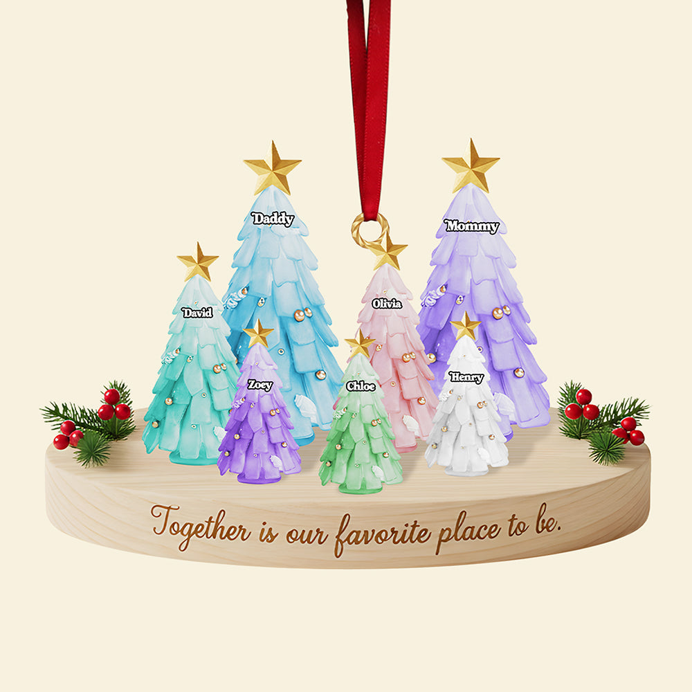 Personalized Gifts For Family, Christmas Tree Sea Glass Family Acrylic Ornament Ornament MagicInPrints