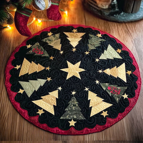Illuminate Your Holidays – Personalized Round Mat – Gift for Home Decor Enthusiasts Quilted Round Mat MagicInPrints