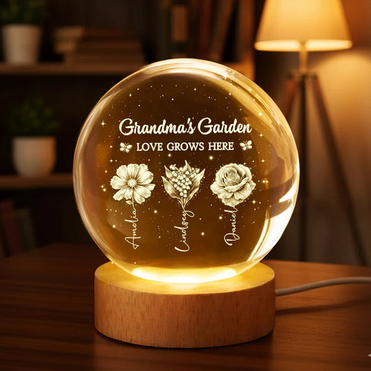 Personalized LED Night Light for Grandma - Custom Floral Keepsake Lamp MagicInPrints