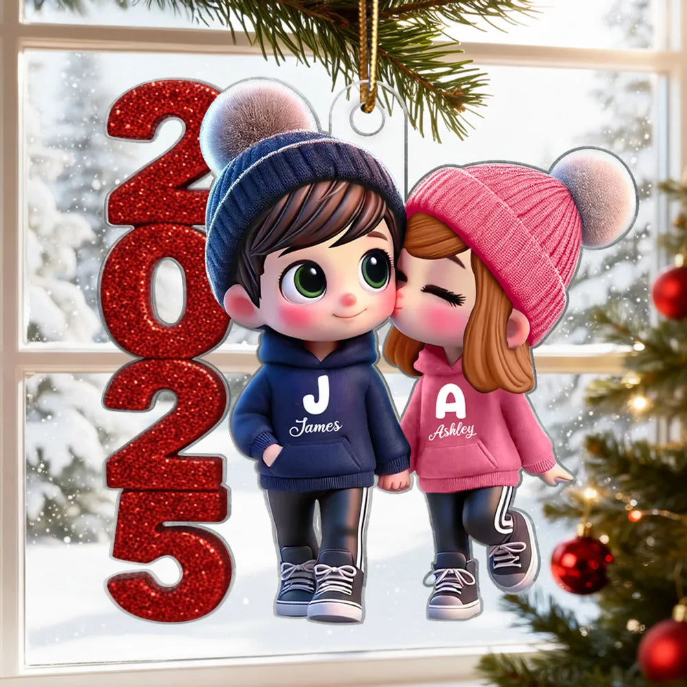 Personalized Couple Ornament 2025 - Custom Names Christmas Gift Ornament MagicInPrints