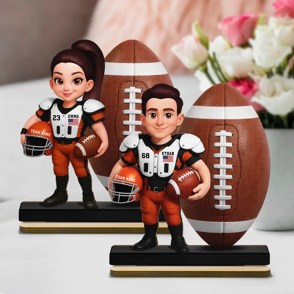 Personalized Football Player Figurine for Kids - Custom Name Gift Plaque MagicInPrints