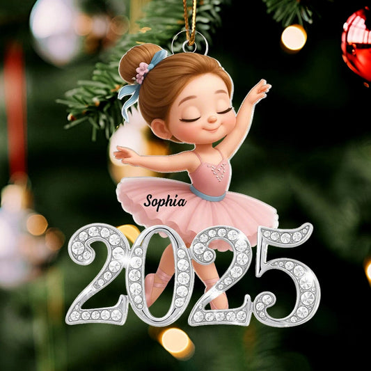 Personalized Ballerina Christmas Ornament for Kids - 2025 Holiday Keepsake Ornament MagicInPrints
