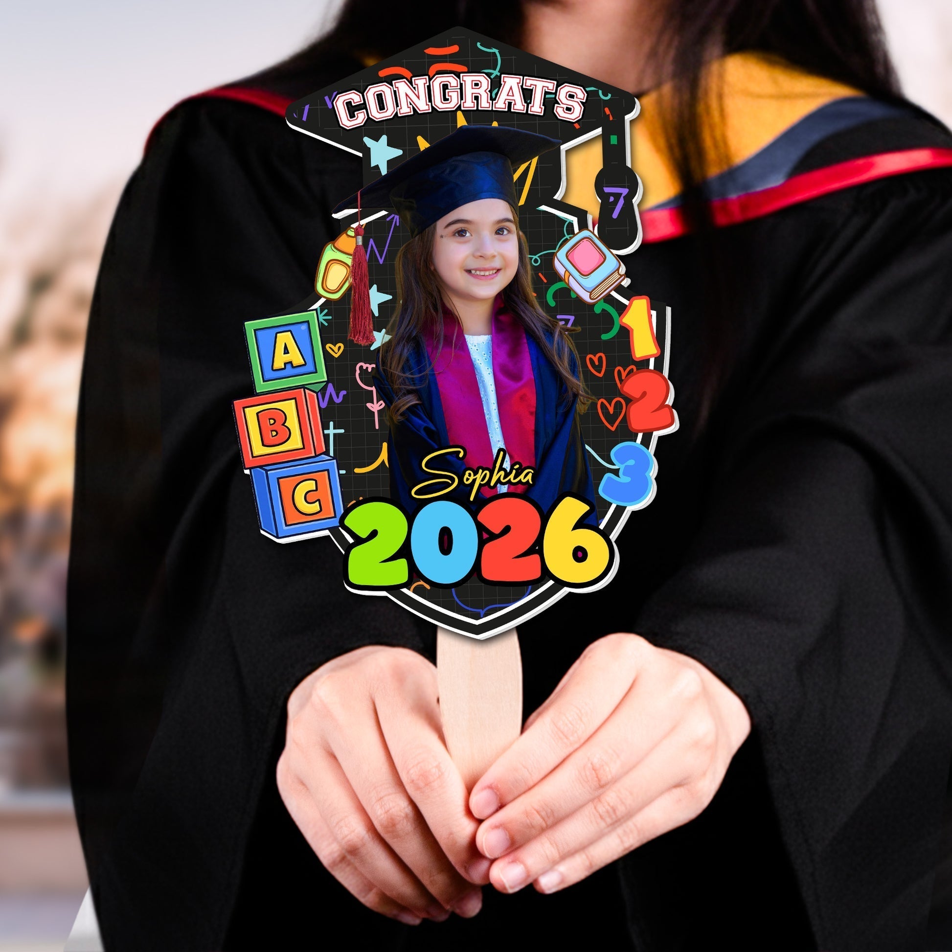 Personalized Graduation Fan for Kids - Custom Photo and Year - Graduation Celebration Stationery MagicInPrints