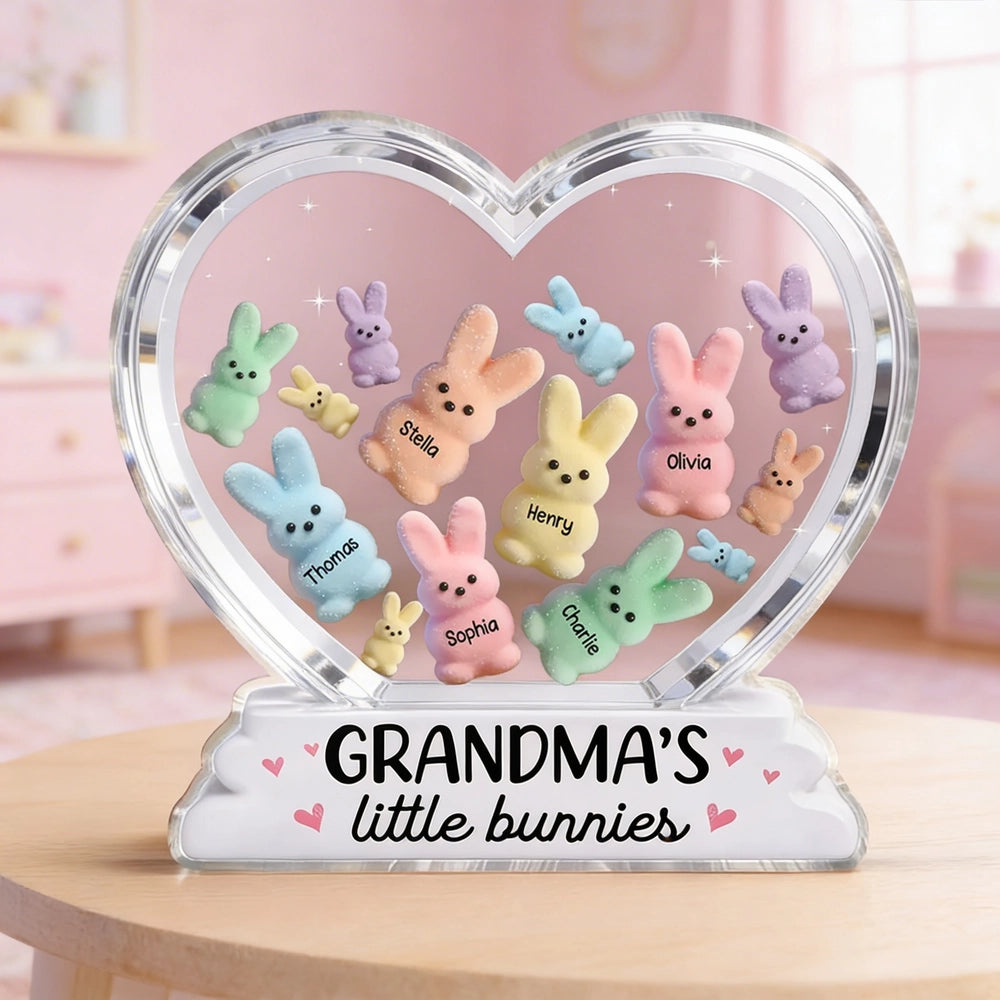 Personalized Heart-Shaped Bunny Keepsake for Grandma - Family Gift Plaque MagicInPrints