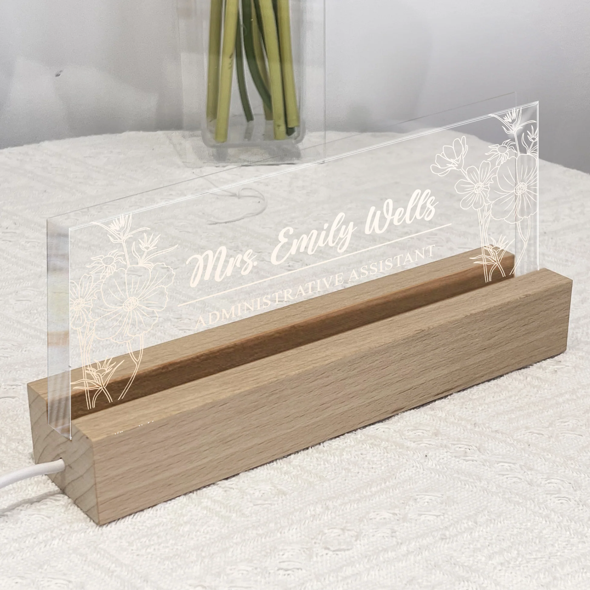 Personalized LED Name Plate for Administrative Assistants - Office Decor Gift Plaque MagicInPrints