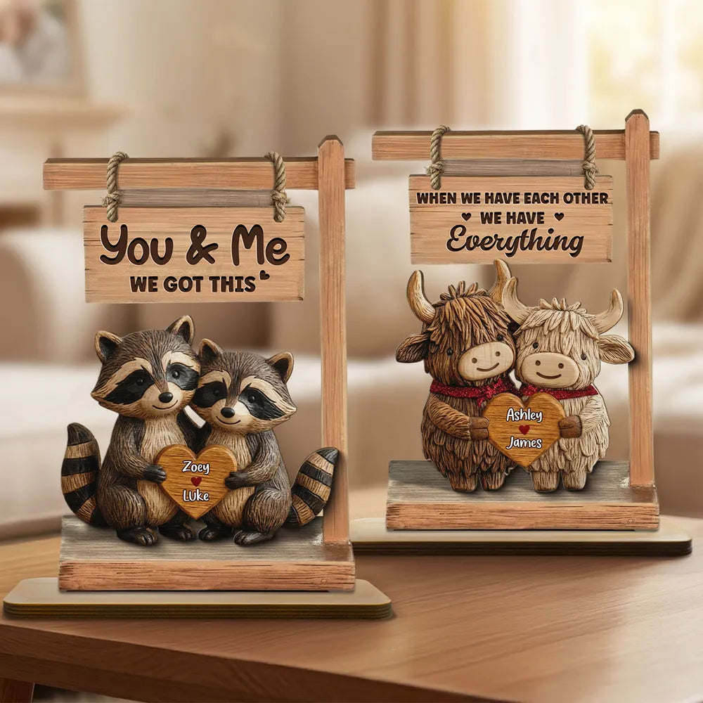 Personalized Raccoon Couple Figurine for Couples - Romantic Home Decor Gift Plaque MagicInPrints