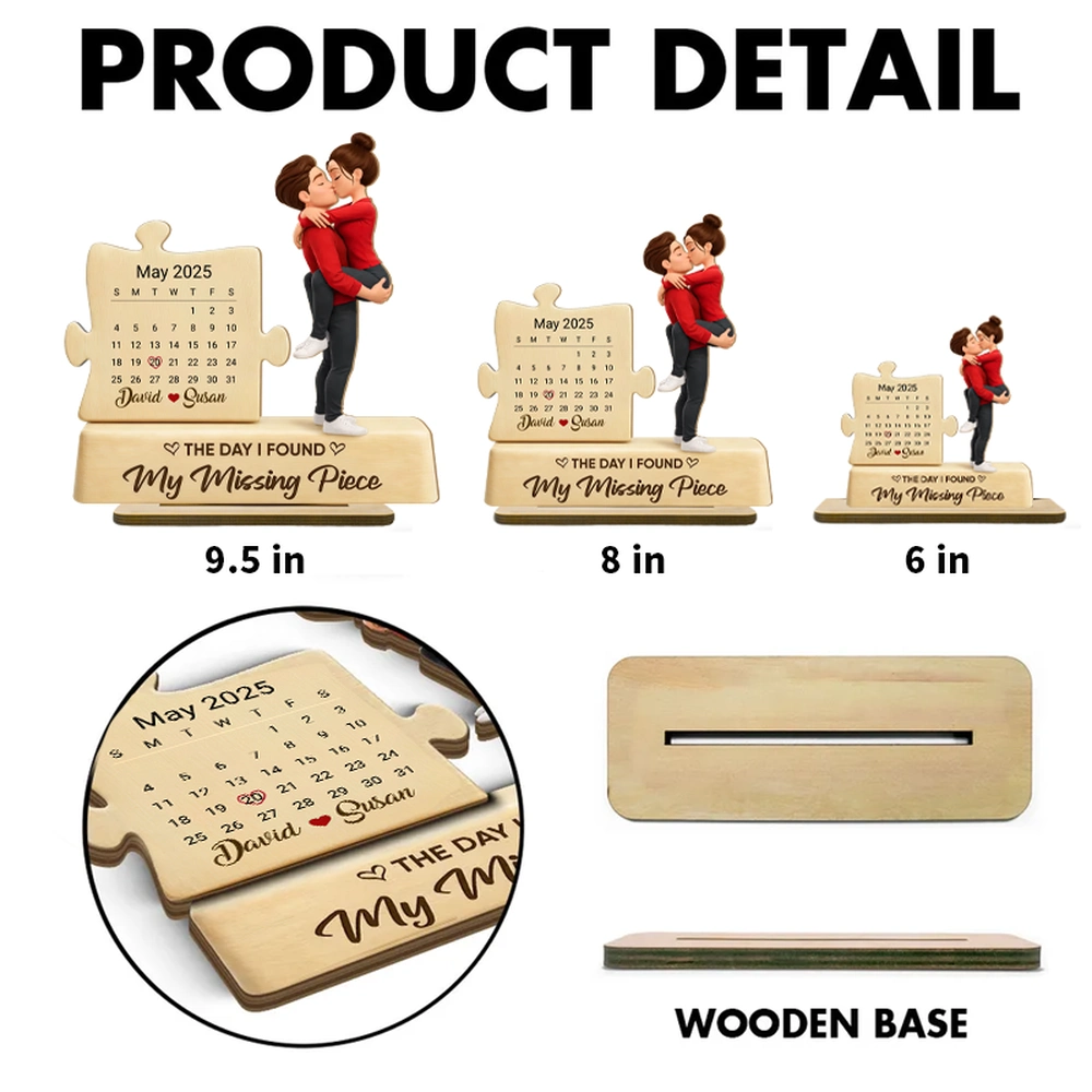 Personalized Couple Figurine with Date Puzzle - Romantic Anniversary Gift Plaque MagicInPrints
