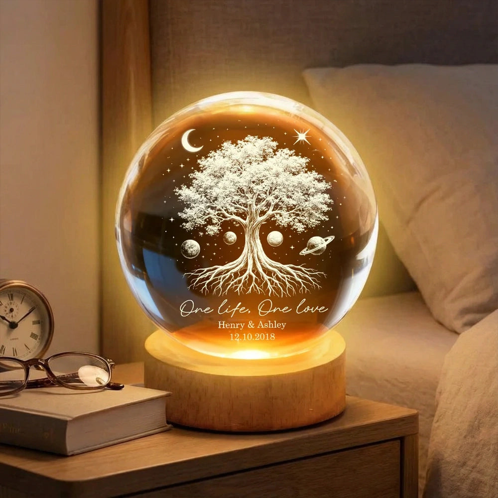 Personalized LED Night Light for Couples - Tree of Life Design - Anniversary Gift Lamp MagicInPrints