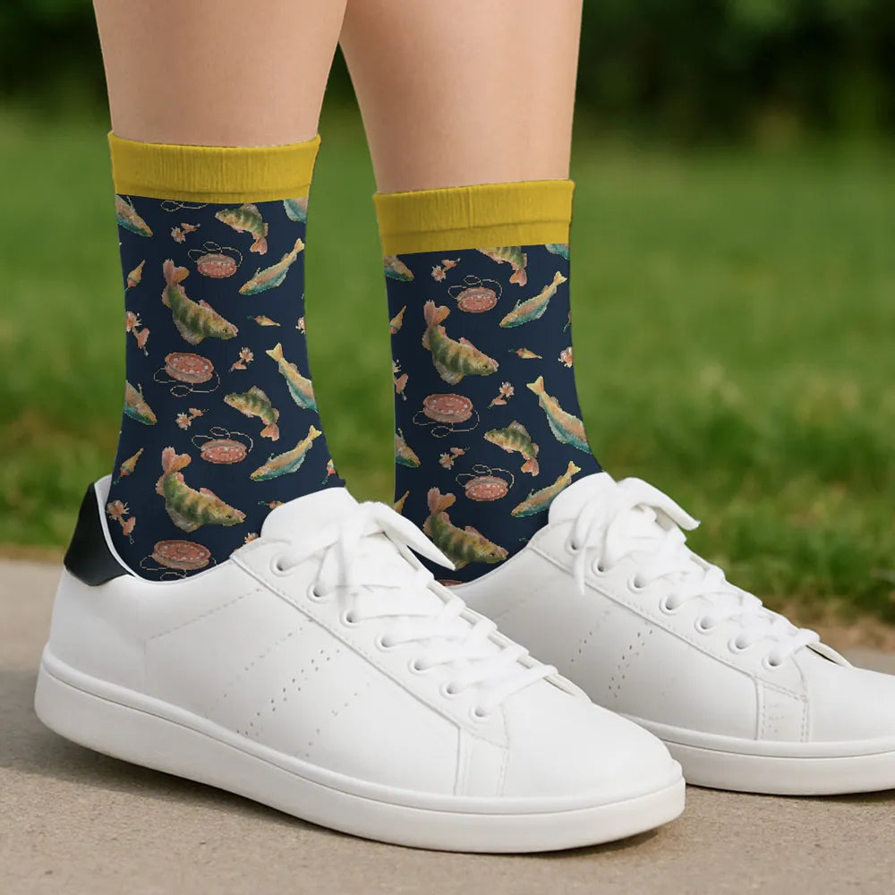 Custom Fishing Socks for Men with Fish Design - Perfect Gift for Anglers Socks MagicInPrints