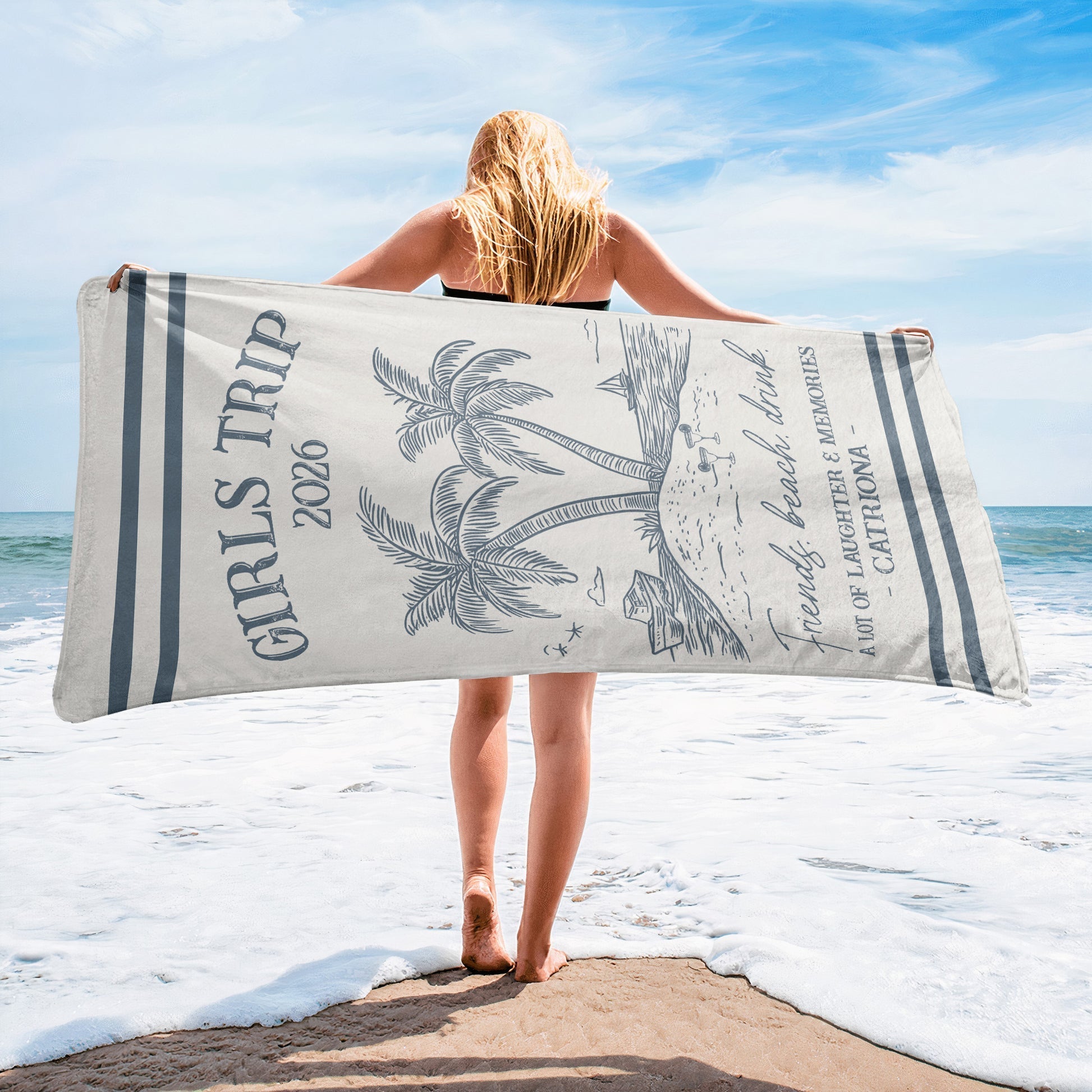 Custom Beach Towels for Friends and Family Trips 2026 - Personalized Vacation Souvenirs Beachwear MagicInPrints