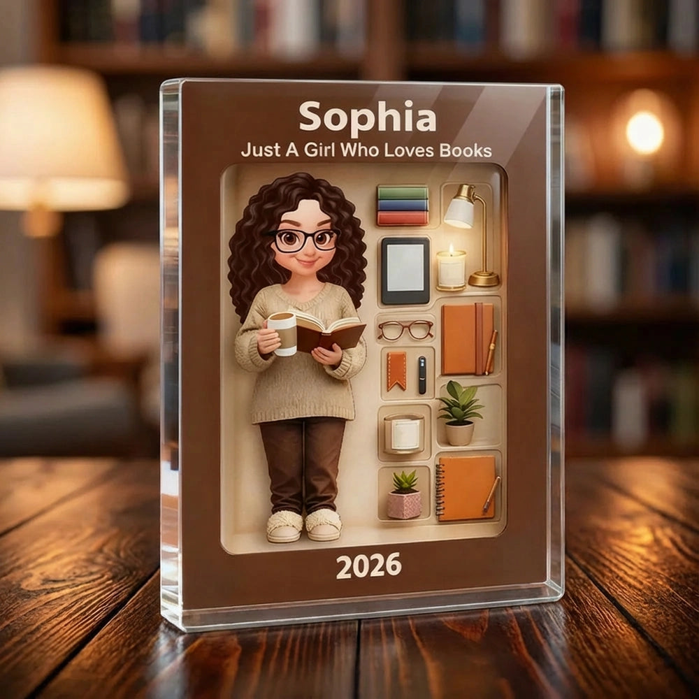 Personalized Book Lover Acrylic Block for Girls - Home Decor Gift Plaque MagicInPrints
