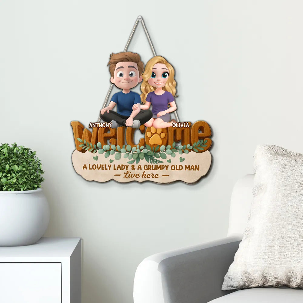 Personalized Couple Welcome Sign for Home - Funny Gift for Grandparents Sign MagicInPrints