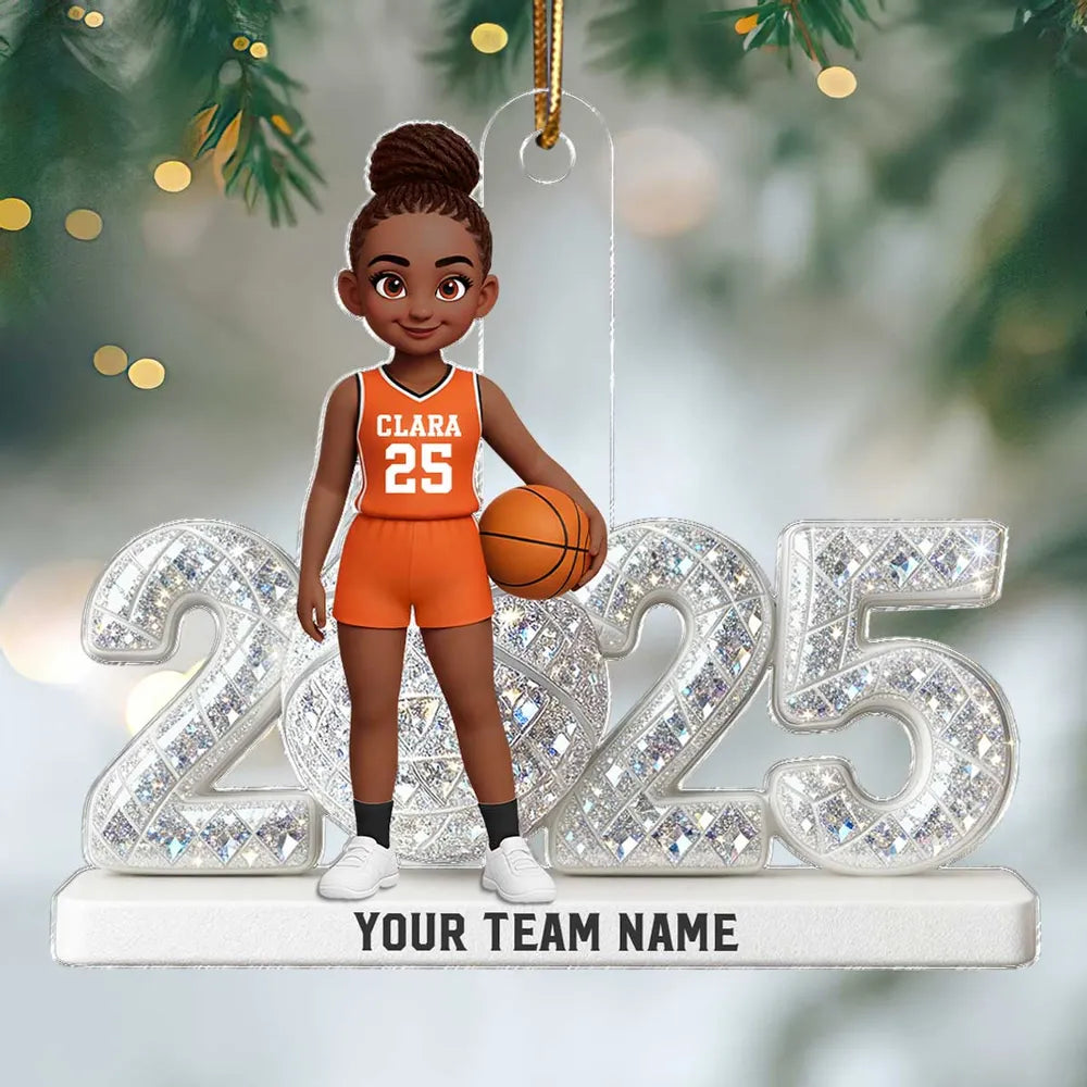 Personalized Basketball Player Ornament for Kids - 2025 Holiday Gift Ornament MagicInPrints