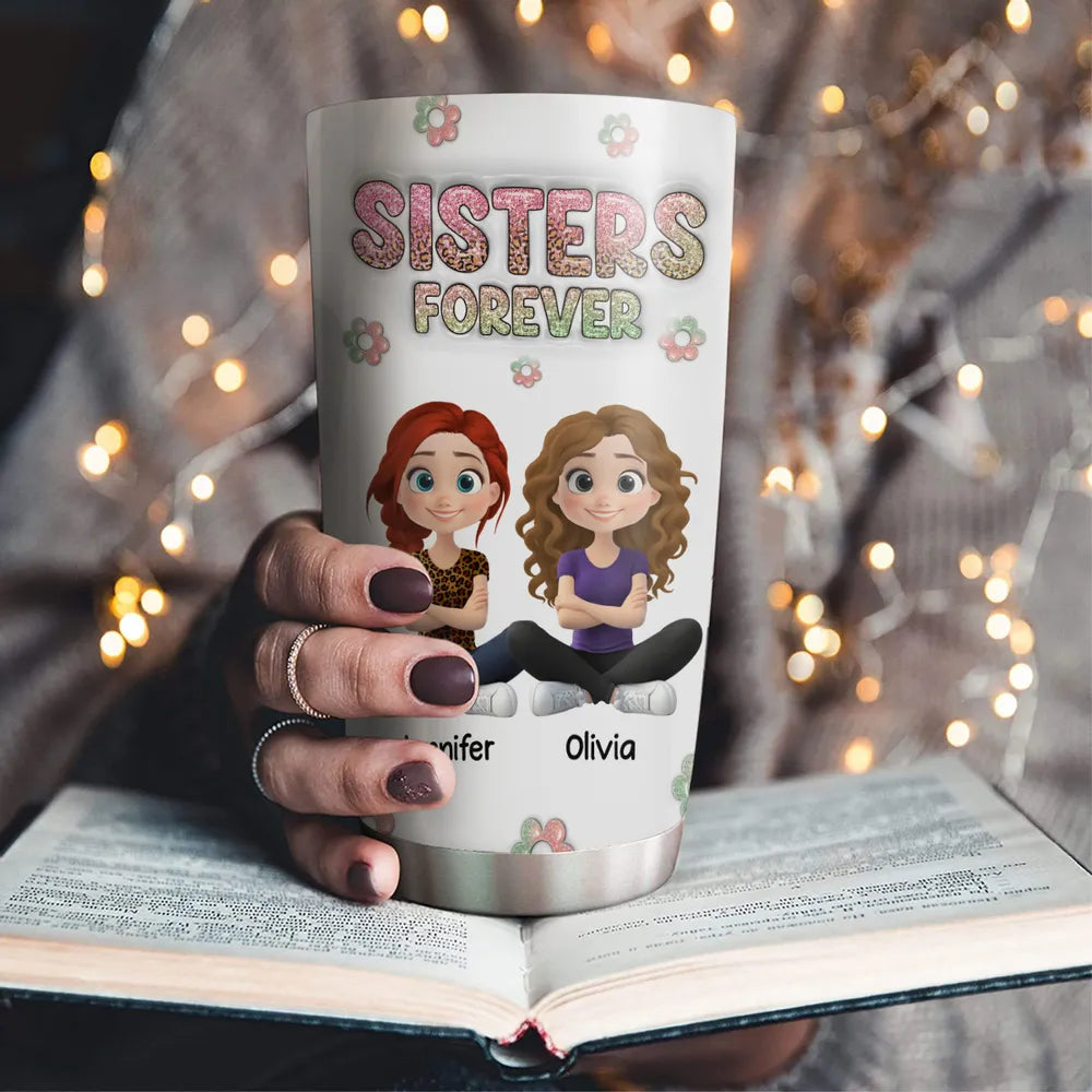 Personalized Sisters Forever Tumbler for Girls - Gift for Siblings Cup MagicInPrints