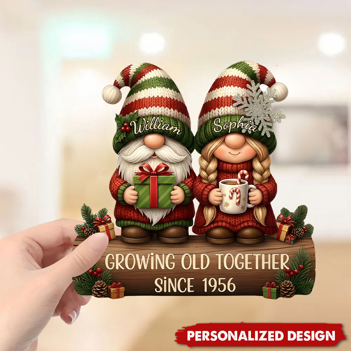 Personalized Christmas Gnome Couple Figurine for Couples - Anniversary Gift Plaque MagicInPrints