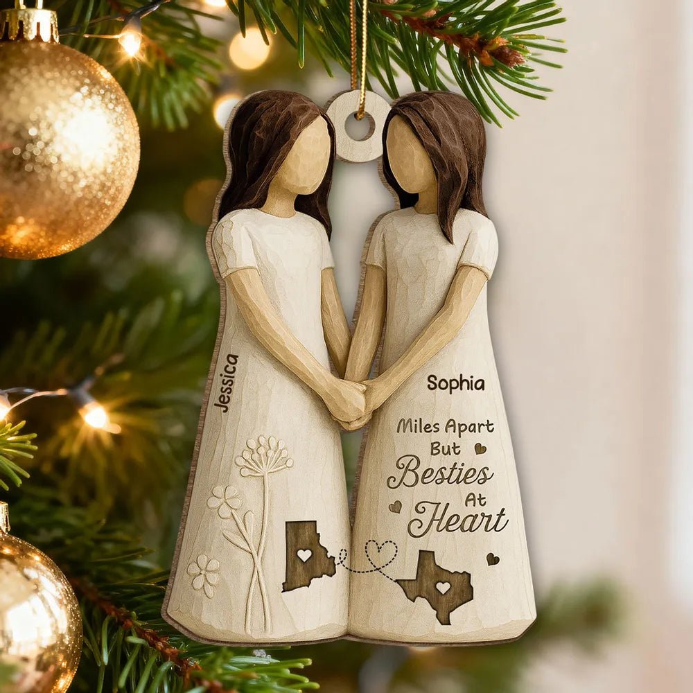Personalized Best Friends Wooden Ornament for Long Distance Friendship - Sentimental Gift Ornament MagicInPrints