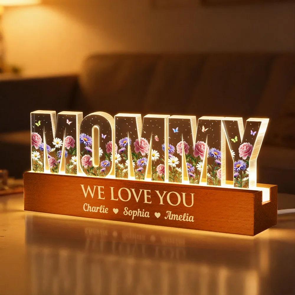 Personalized LED Floral Grandma Sign for Family - Sentimental Gift Plaque MagicInPrints