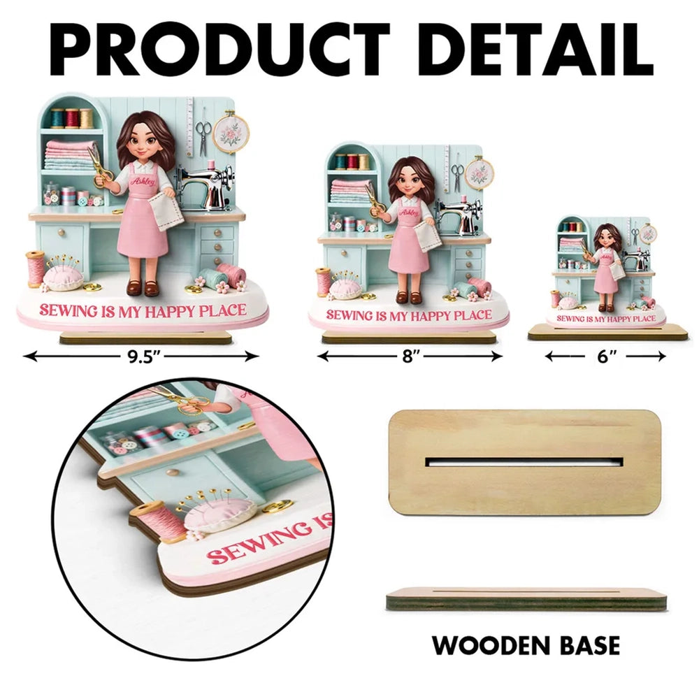 Personalized Sewing Enthusiast Figurine for Crafters - Home Decor Gift Plaque MagicInPrints