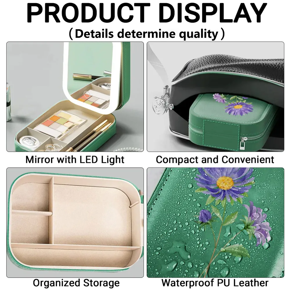 Personalized Floral Travel Makeup Case with Mirror - Gift for Her Beauty Tools MagicInPrints