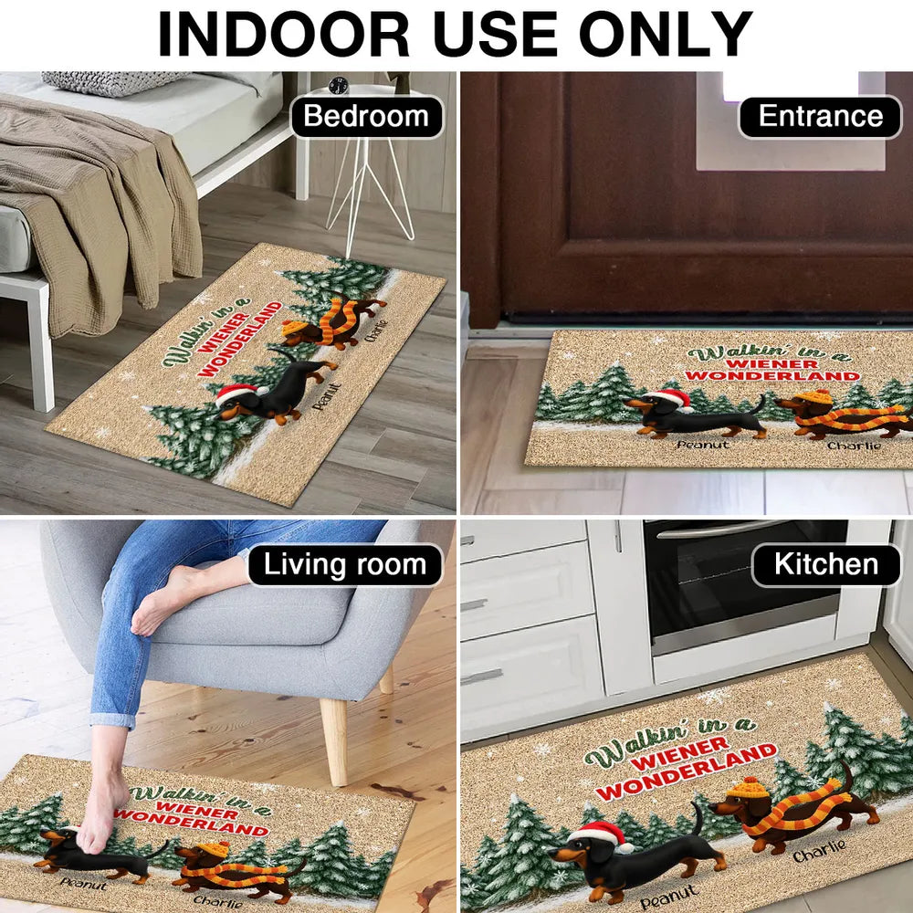 Personalized Christmas Dachshund Doormat for Dog Lovers - Holiday Decor Doormat MagicInPrints