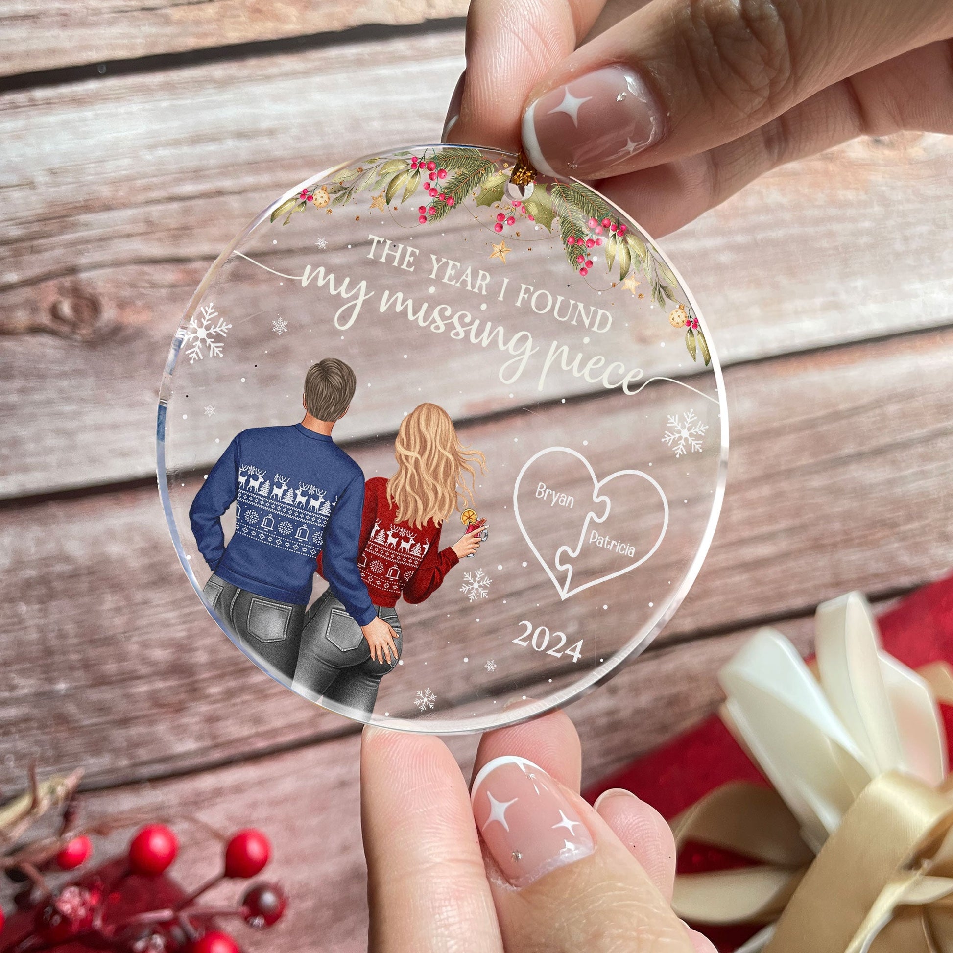Personalized Couple Christmas Ornament - My Missing Piece 2024 Ornament MagicInPrints