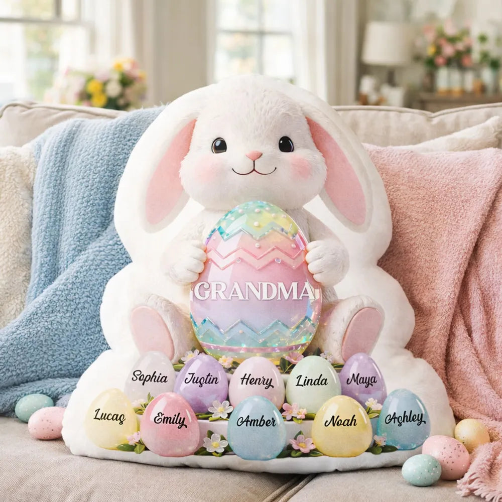Personalized Easter Bunny Cushion for Grandma - Custom Names Gift Pillow MagicInPrints
