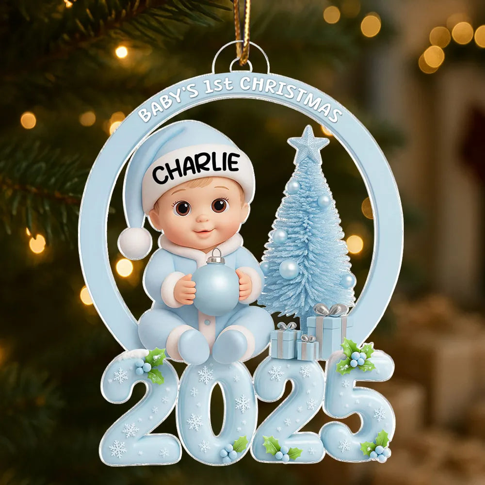 Personalized Baby's 1st Christmas Ornament 2025 - Custom Name Keepsake Ornament MagicInPrints