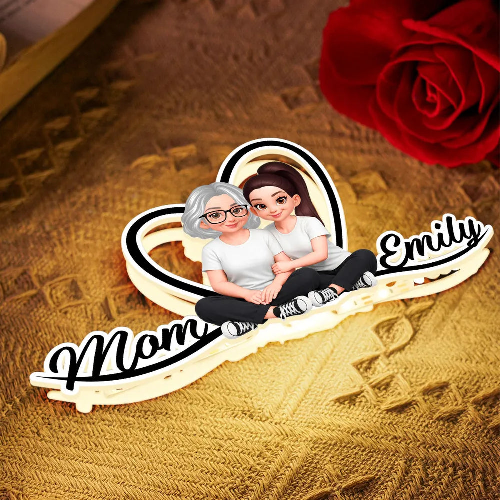 Personalized LED Night Light for Mom and Daughter - Heartwarming Gift Plaque MagicInPrints