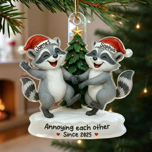 Personalized Raccoon Couple Christmas Ornament - Funny Holiday Gift Ornament MagicInPrints