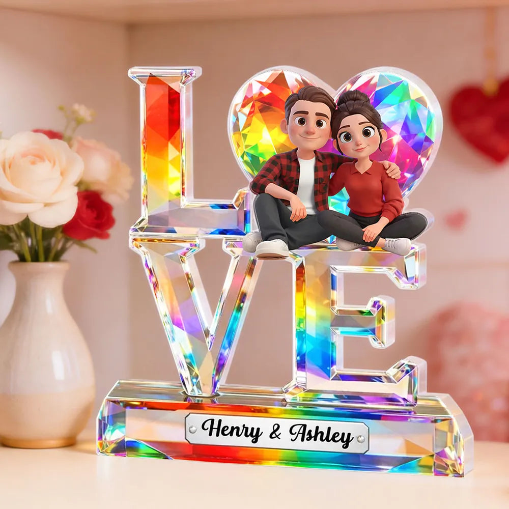 Personalized Crystal Love Figurine for Couples - Romantic Gift Plaque MagicInPrints