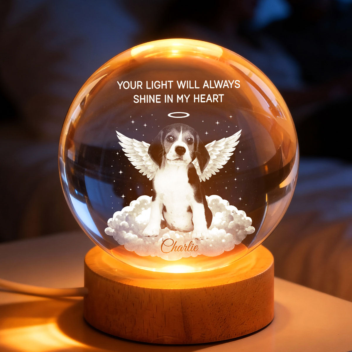 Personalized Pet Memorial Crystal Ball Light for Cat Lovers - Sentimental Keepsake Lamp MagicInPrints
