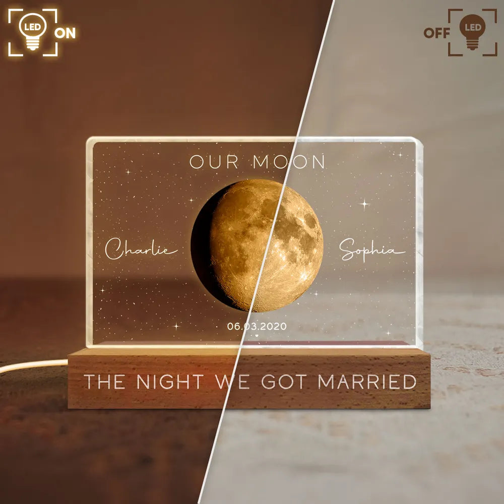 Personalized Moon Lamp for Couples with Custom Date and Names - Wedding or Anniversary Gift Plaque MagicInPrints